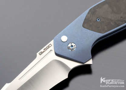 Rod Olson Custom Knife JV Galaxy Marble Carbon Fiber Button Lock - Image 2