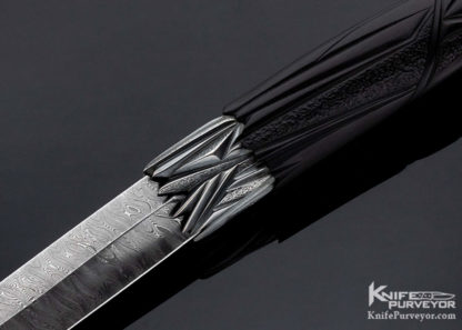 Roger Bergh Custom Knife Carved African Blackwood Fighter - Image 4