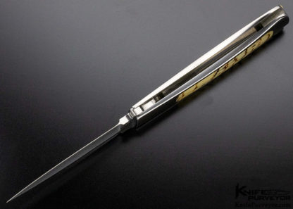 Ron Lake Custom Knife Ram's Horn Interframe Boot Blade Tail Lock with Gold Toothpick #51 9435