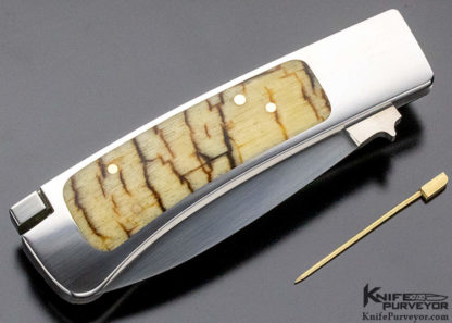 Ron Lake Custom Knife Ram's Horn Interframe Boot Blade Tail Lock with Gold Toothpick #51 - Image 3