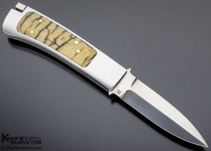 Ron Lake Custom Knife Ram's Horn Interframe Boot Blade Tail Lock with Gold Toothpick #51 - Image 4