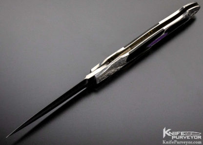 Scott Sawby Custom Knife Unknown Engraved Charoite & Black Edwards Jade Dagger - Image 6