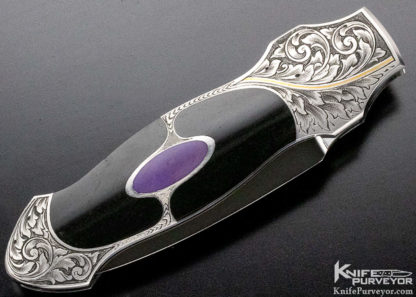 Scott Sawby Custom Knife Unknown Engraved Charoite & Black Edwards Jade Dagger