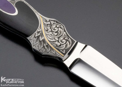 Scott Sawby Custom Knife Unknown Engraved Charoite & Black Edwards Jade Dagger - Image 2