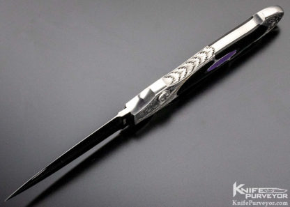 Scott Sawby Custom Knife Unknown Engraved Charoite & Black Edwards Jade Dagger - Image 3