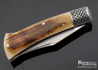 Bill Ruple Custom Knife Sole Authorship Engraved Mammoth Axe Handle Slip Joint Folder - Image 4