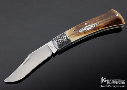 Bill Ruple Custom Knife Sole Authorship Engraved Mammoth Axe Handle Slip Joint Folder - Image 2