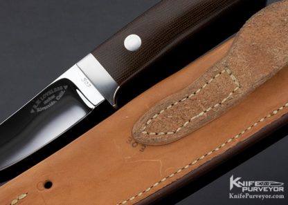 Bob Loveless Custom Knife Riverside Football Logo Green Canvas Micarta Semi Skinner - Image 2