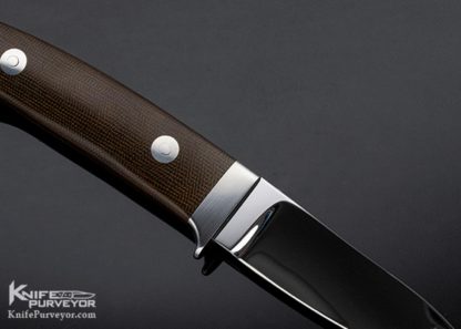 Bob Loveless Custom Knife Riverside Football Logo Green Canvas Micarta Semi Skinner - Image 4