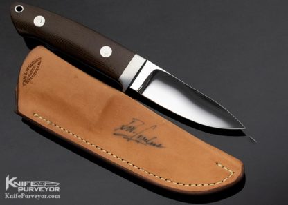 Bob Loveless Custom Knife Riverside Football Logo Green Canvas Micarta Semi Skinner - Image 3
