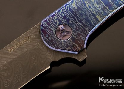 Chad Nichols Custom Knife "Blue Fire and Ice" Machairi Mokuti Frame Lock Flipper - Image 2