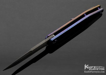 Chad Nichols Custom Knife "Blue Fire and Ice" Machairi Mokuti Frame Lock Flipper