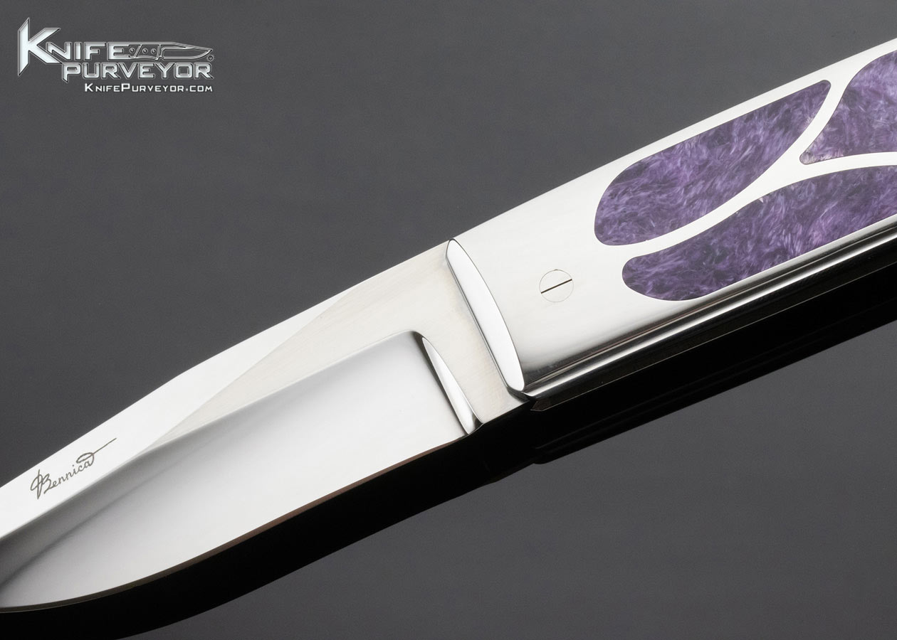 Charlie Bennica Custom Knife Charolite Inlaid Folder - Image 2