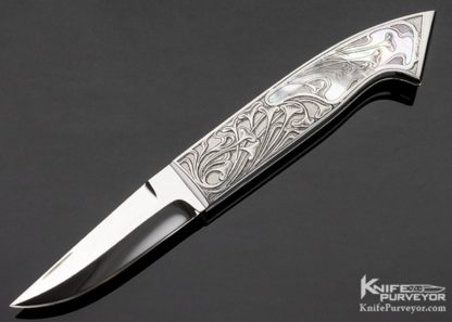 Charly Bennica Custom Knife Mother of Pearl Bennica Lock Folder Engraved by Aldo Rizzini