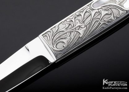 Charly Bennica Custom Knife Mother of Pearl Bennica Lock Folder Engraved by Aldo Rizzini - Image 2