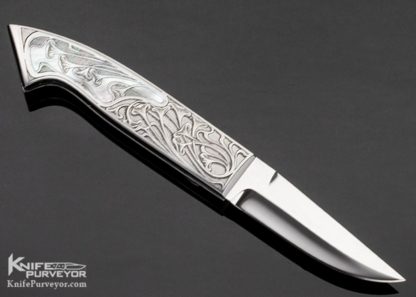 Charly Bennica Custom Knife Mother of Pearl Bennica Lock Folder Engraved by Aldo Rizzini - Image 4