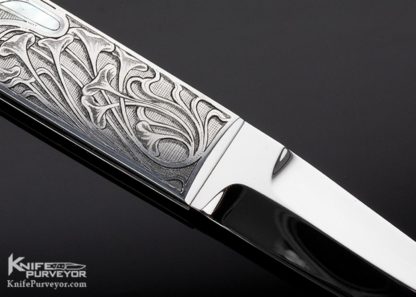 Charly Bennica Custom Knife Mother of Pearl Bennica Lock Folder Engraved by Aldo Rizzini - Image 5