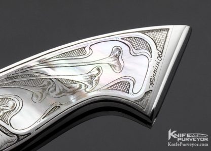 Charly Bennica Custom Knife Mother of Pearl Bennica Lock Folder Engraved by Aldo Rizzini - Image 3