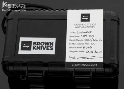 Craig Brown Custom Knife "Exponent" Zirconium and Black Timascus Flipper