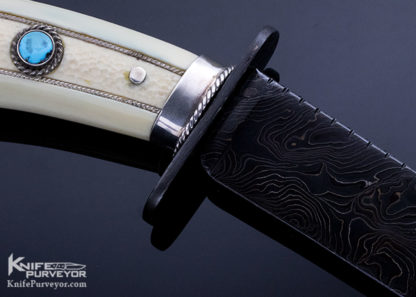 Kenneth King Custom Knife Turquoise Sole Authorship Damascus Mammoth Bowie (Featured on Page 95 of Knives 2021) - Image 4