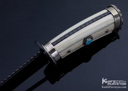 Kenneth King Custom Knife Turquoise Sole Authorship Damascus Mammoth Bowie (Featured on Page 95 of Knives 2021) - Image 5