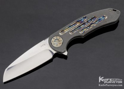 Dave Curtiss Custom Knife F-3 Large Polished Wharny Frame Lock Flipper 10967