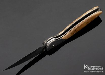 David Broadwell Custom Knife Mammoth & Damascus Linerlock - Image 7