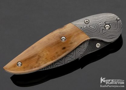 David Broadwell Custom Knife Mammoth & Damascus Linerlock - Image 3