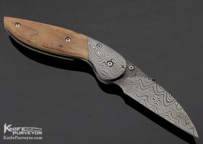 David Broadwell Custom Knife Mammoth & Damascus Linerlock - Image 4