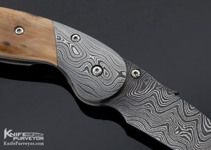 David Broadwell Custom Knife Mammoth & Damascus Linerlock - Image 5