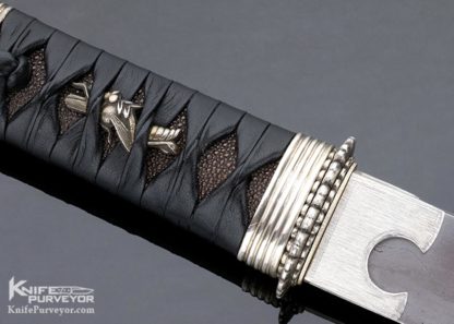 David Goldberg Custom Knife Leather Wrapped Tanto with Hamon - Image 5