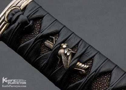 David Goldberg Custom Knife Leather Wrapped Tanto with Hamon - Image 6