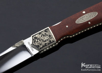Durvyn Howard Custom Knife Pink Ivory Wood Lockback Engraved by Harvey McBurnette - Image 2