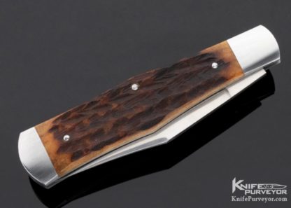 Eugene Shadley Custom Knife  Coke Bottle Slip Joint Jigged Bone w/ Shadley Pouch - Image 5