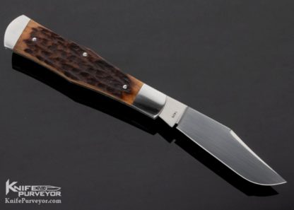 Eugene Shadley Custom Knife  Coke Bottle Slip Joint Jigged Bone w/ Shadley Pouch - Image 3