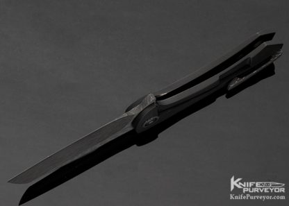Fischer Bros Custom Knife "Launch" "Galactic Bacon" Damascus & Blackened Frame Lock Flipper - Image 7