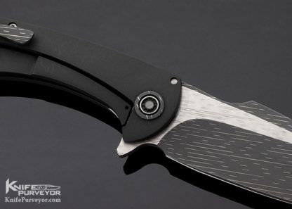 Fischer Bros Custom Knife "Launch" "Galactic Bacon" Damascus & Blackened Frame Lock Flipper - Image 5