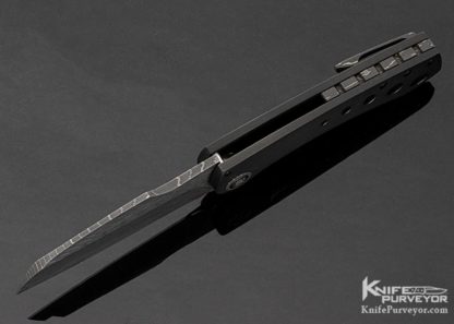 Fischer Bros Custom Knife "Launch" "Galactic Bacon" Damascus & Blackened Frame Lock Flipper - Image 6