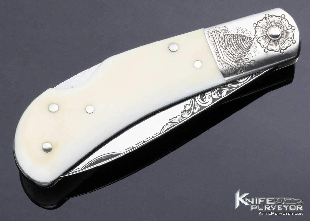 H.H. Frank Custom Knife Sole Authorship Engraved Masonic Mammoth Lockback July 4th 1977 - Image 4