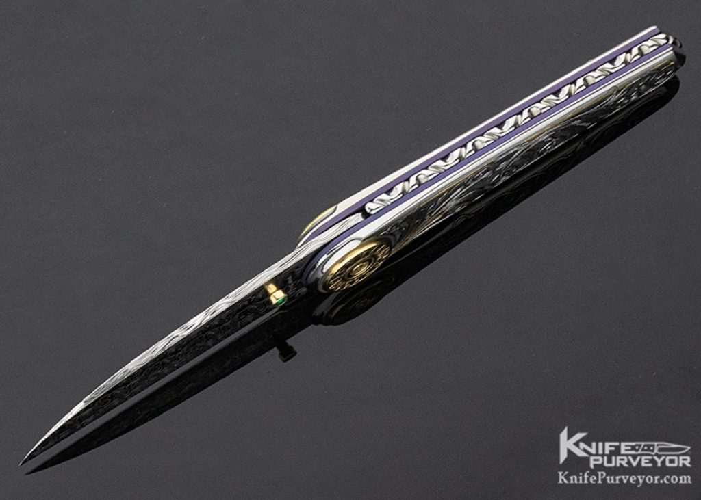 Howard Hitchmough Custom Knife Engraved By Tim with Damasteel