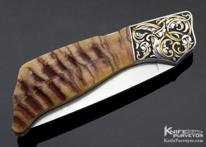 Jack Busfield Custom Knife Ram's Horn Midlock Engraved by Tim George - Image 5