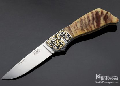 Jack Busfield Custom Knife Rams Horn Midlock Engraved by Tim George 11008 Open