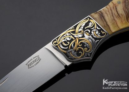 Jack Busfield Custom Knife Ram's Horn Midlock Engraved by Tim George - Image 2