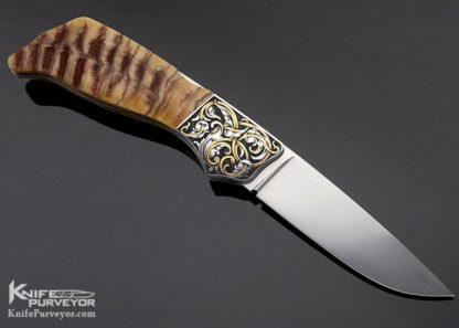 Jack Busfield Custom Knife Ram's Horn Midlock Engraved by Tim George - Image 3