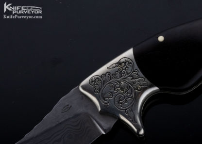 Jim Servin Custom Knife Fred Harrington Engraved Lady Leg Damascus Folder - Image 2
