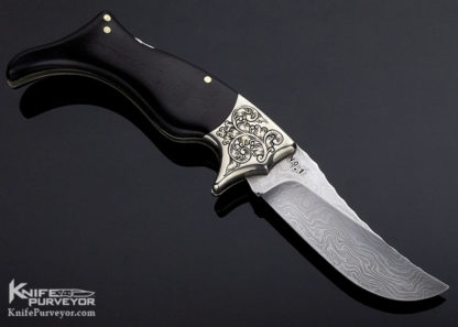 Jim Servin Custom Knife Fred Harrington Engraved Lady Leg Damascus Folder - Image 4