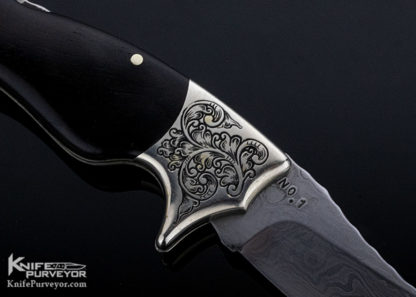 Jim Servin Custom Knife Fred Harrington Engraved Lady Leg Damascus Folder - Image 5