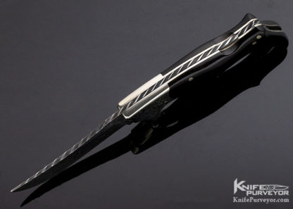 Jim Servin Custom Knife Fred Harrington Engraved Lady Leg Damascus Folder - Image 7