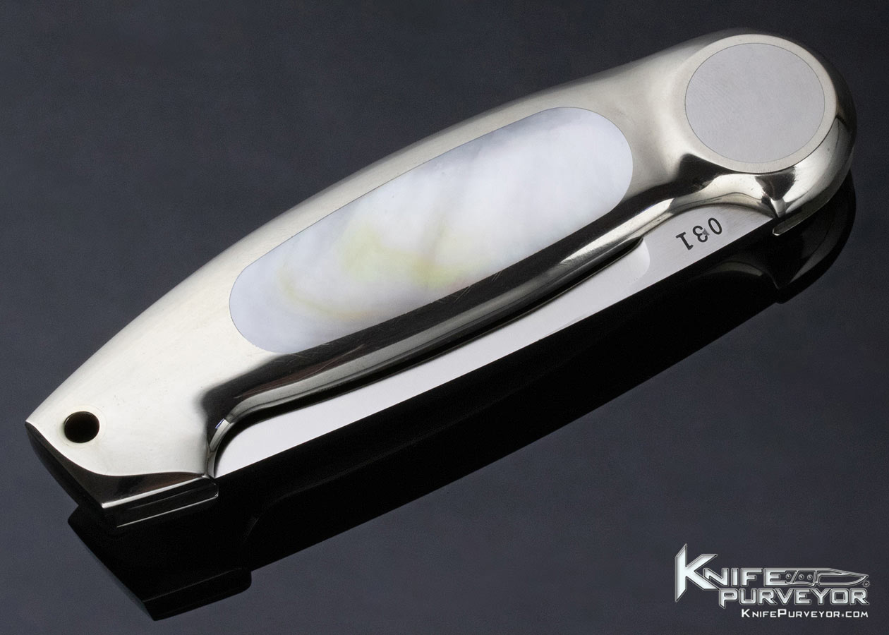 Jimmy Lile Custom Knife Mother of Pearl Nickel Silver Integral Button Lock - Image 5