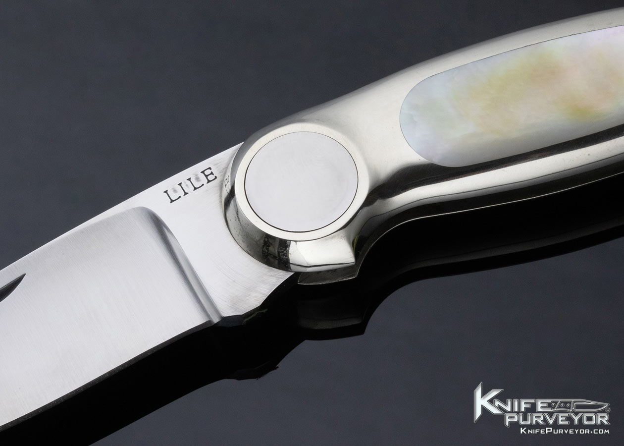 Jimmy Lile Custom Knife Mother of Pearl Nickel Silver Integral Button Lock - Image 2